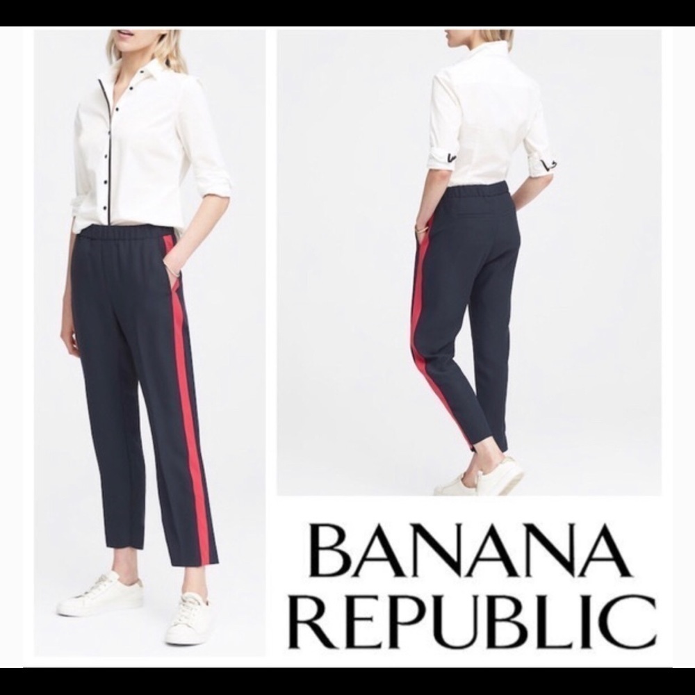 Banana Republic striped ankle track pants …